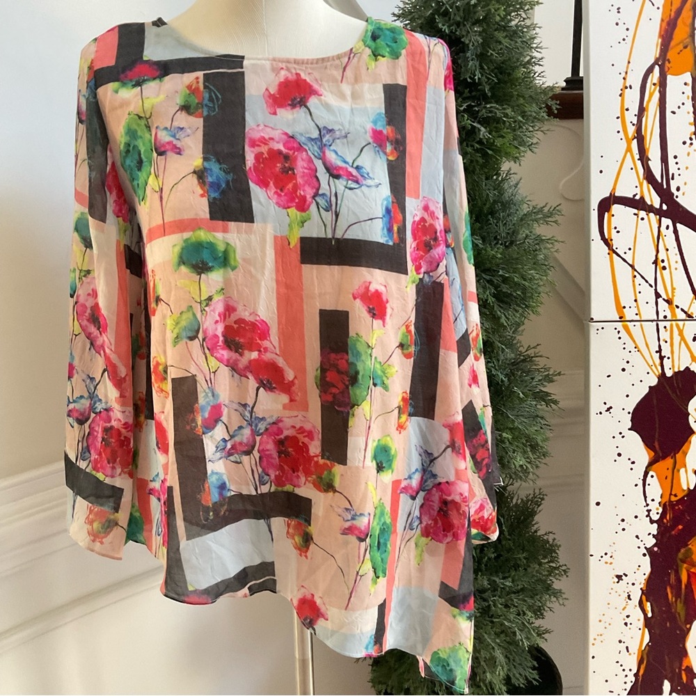 FOIL Floral Asymmetrical Top